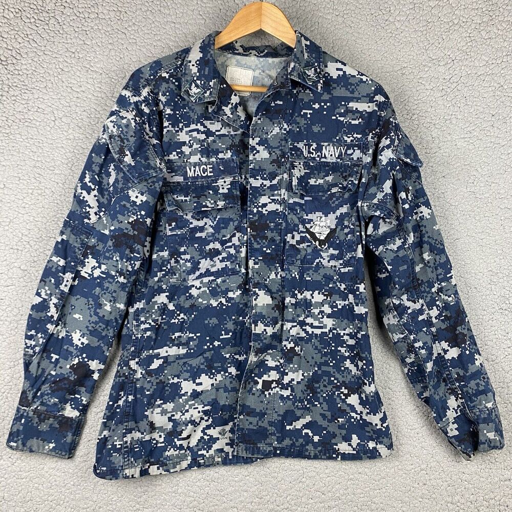 U.S. Navy USN NWU‎ Type I Digital Blue Camo Jacket Sz Small regular Mace